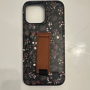 Wallis Black and Brown Floral Phone Case with Stand 14 pro max